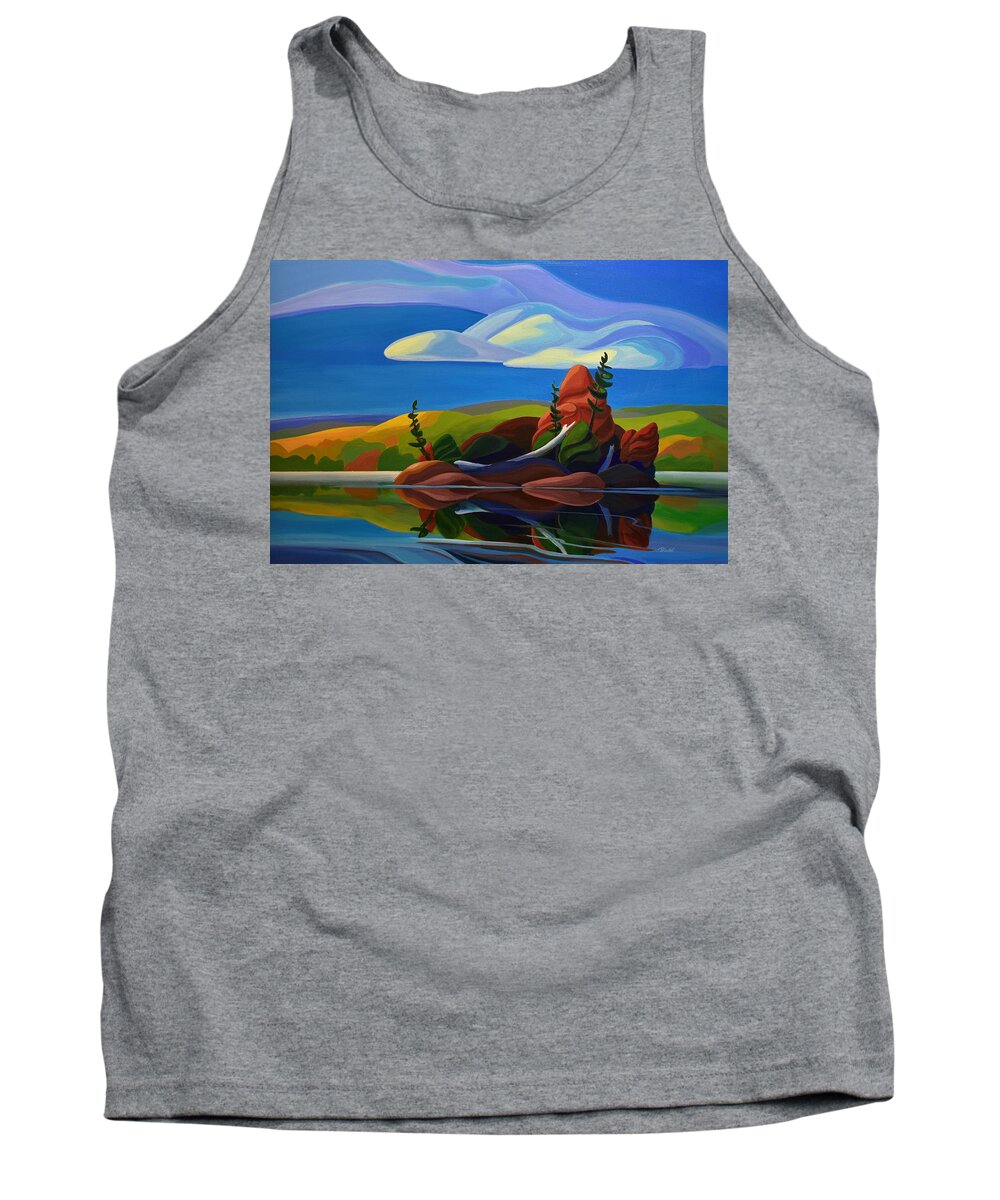 Canadian Tank Top featuring the painting Autumn Island by Barbel Smith