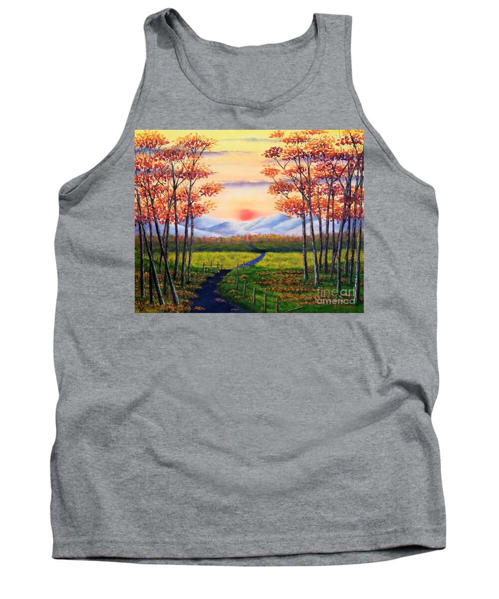 Autumn Tank Top featuring the painting Autumn Journey by Sarah Irland