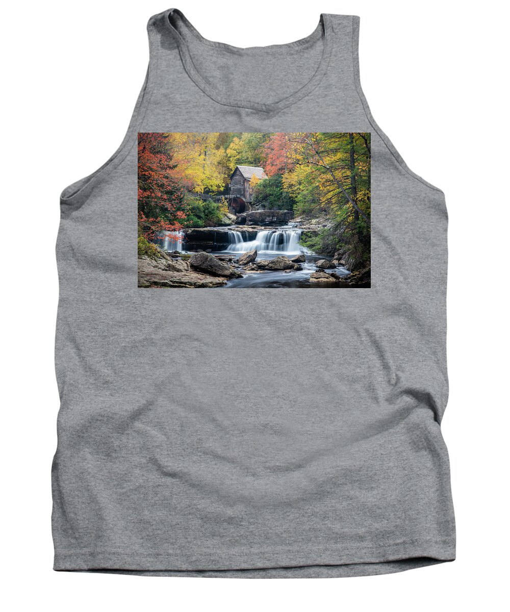 Landscape Tank Top featuring the photograph Babcock State Park WV Autumn Grist Mill and Waterfall by Robert Stephens