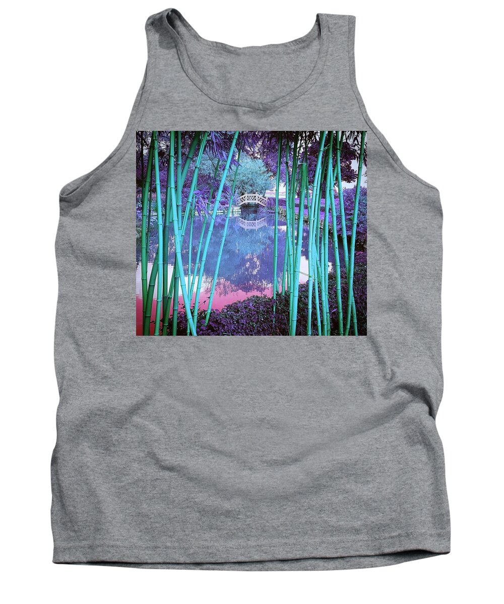 Ornatebridge Tank Top featuring the photograph Bamboo View In Teal by Rowena Tutty