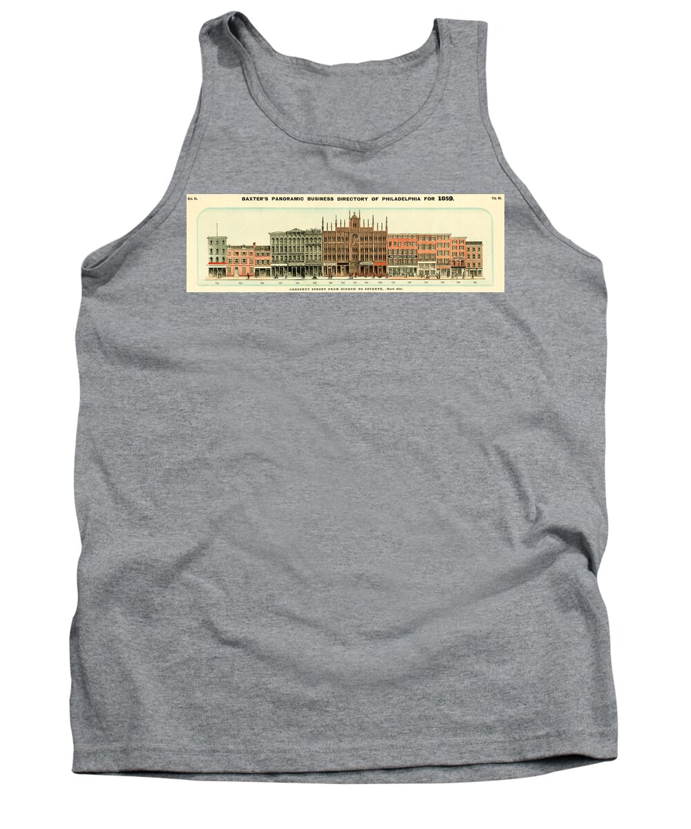 Philadelphia Tank Top featuring the mixed media Baxter's Panoramic Business Directory by Dewitt Clinton Baxter