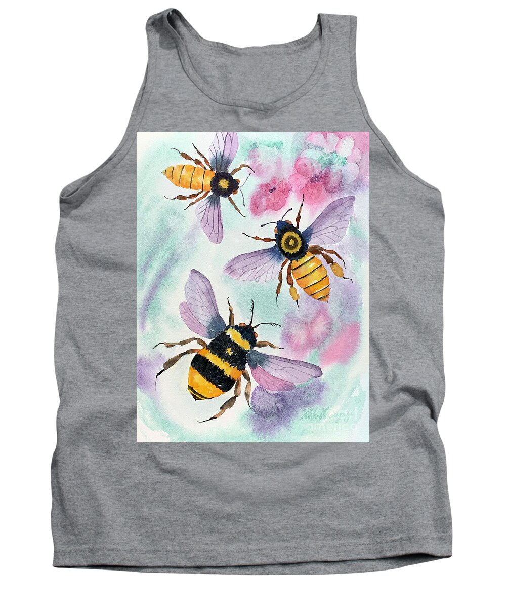 Bees Tank Top featuring the painting Bees by Hilda Vandergriff