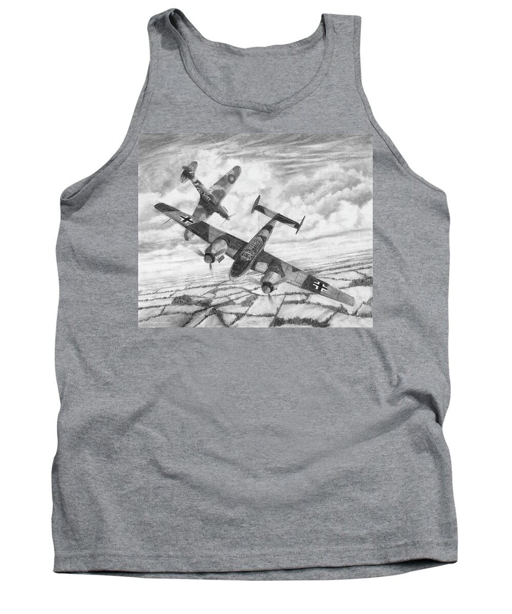 Military Tank Top featuring the drawing BF-110C Zerstorer by Douglas Castleman