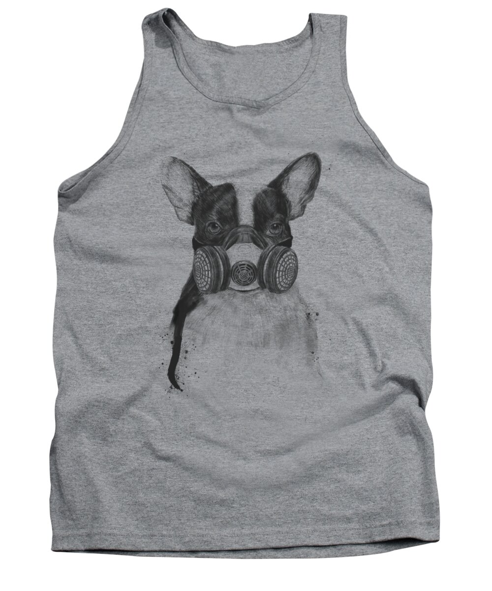 Dog Tank Top featuring the drawing Big city life by Balazs Solti