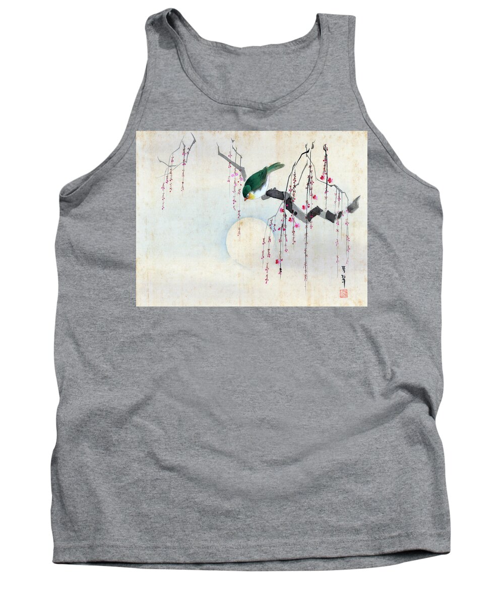 Hotei Tank Top featuring the painting Bird and Moon by Hotei