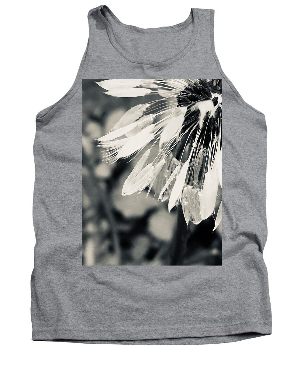 Black & White Tank Top featuring the photograph Black and White Dandelion Photograph by Itsonlythemoon -