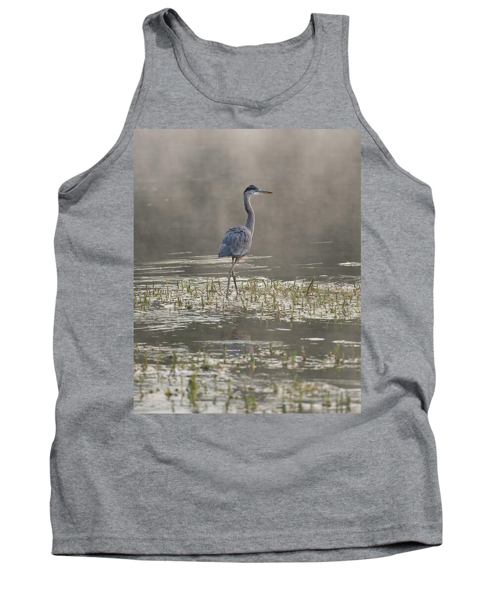 Blue Heron Tank Top featuring the photograph Blue Heron by Phil Abrams