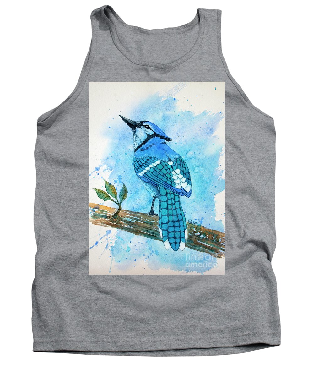 Bluejay Tank Top featuring the painting Blue jay by Rebecca Davis