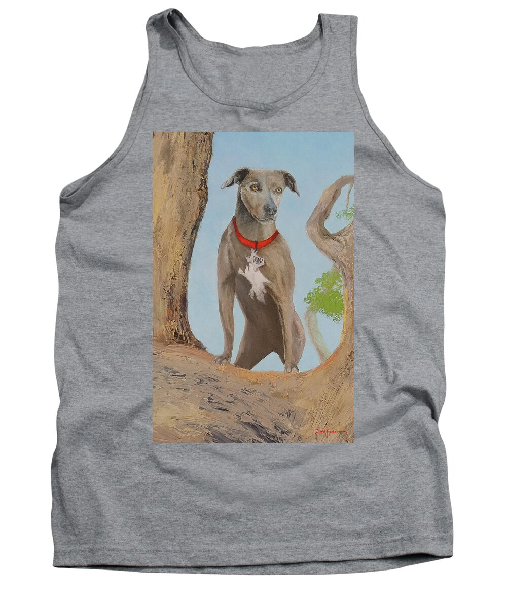 Dog Tank Top featuring the painting Blue Lacy Official State Dog of Texas by Daniel Adams