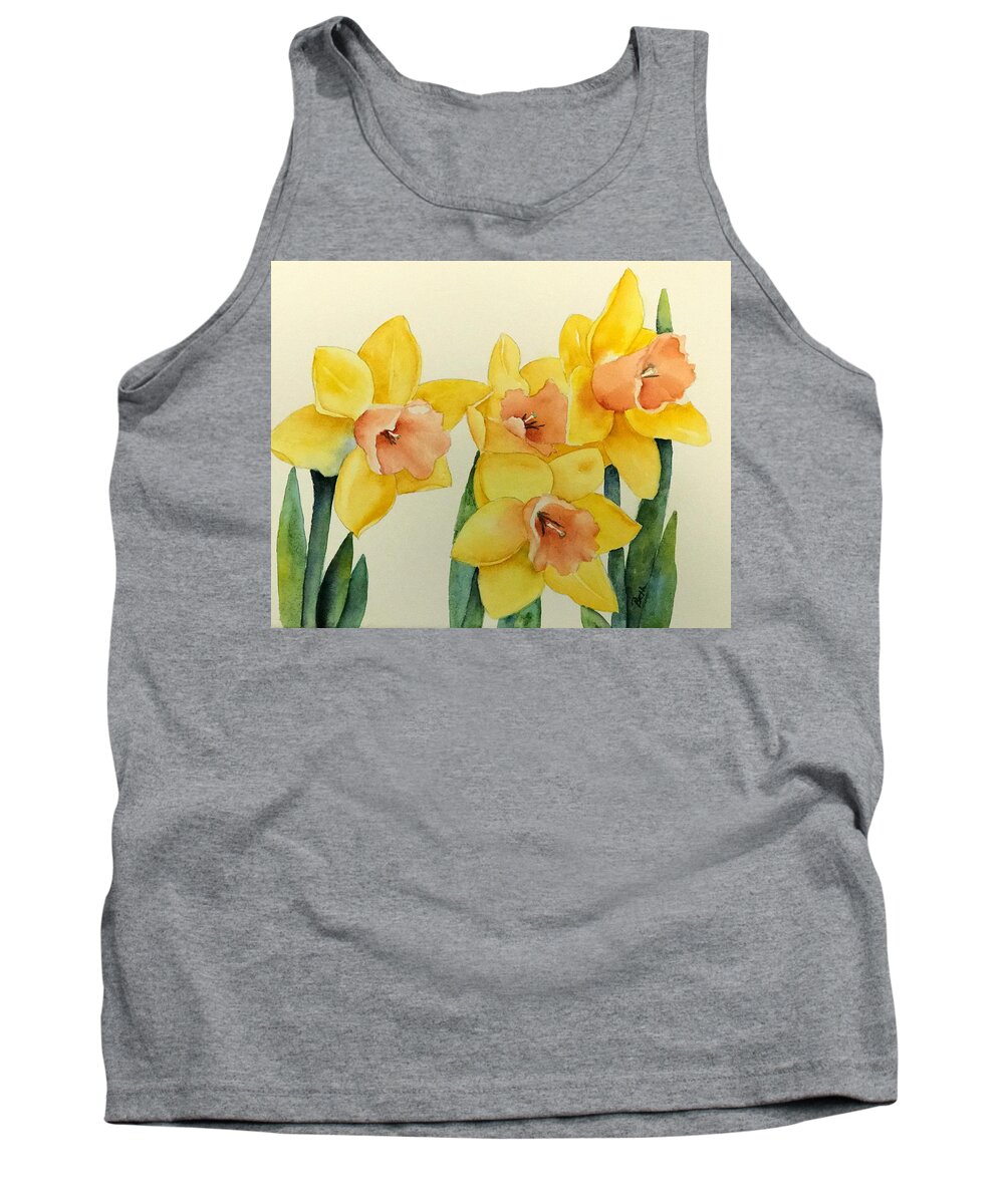 Daffodil Tank Top featuring the painting Blushing Ladies by Beth Fontenot