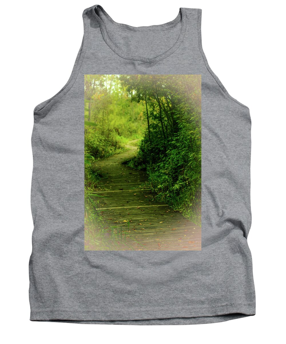 Boardwalk Tank Top featuring the photograph Boardwalk through Tiny Marsh by James Canning