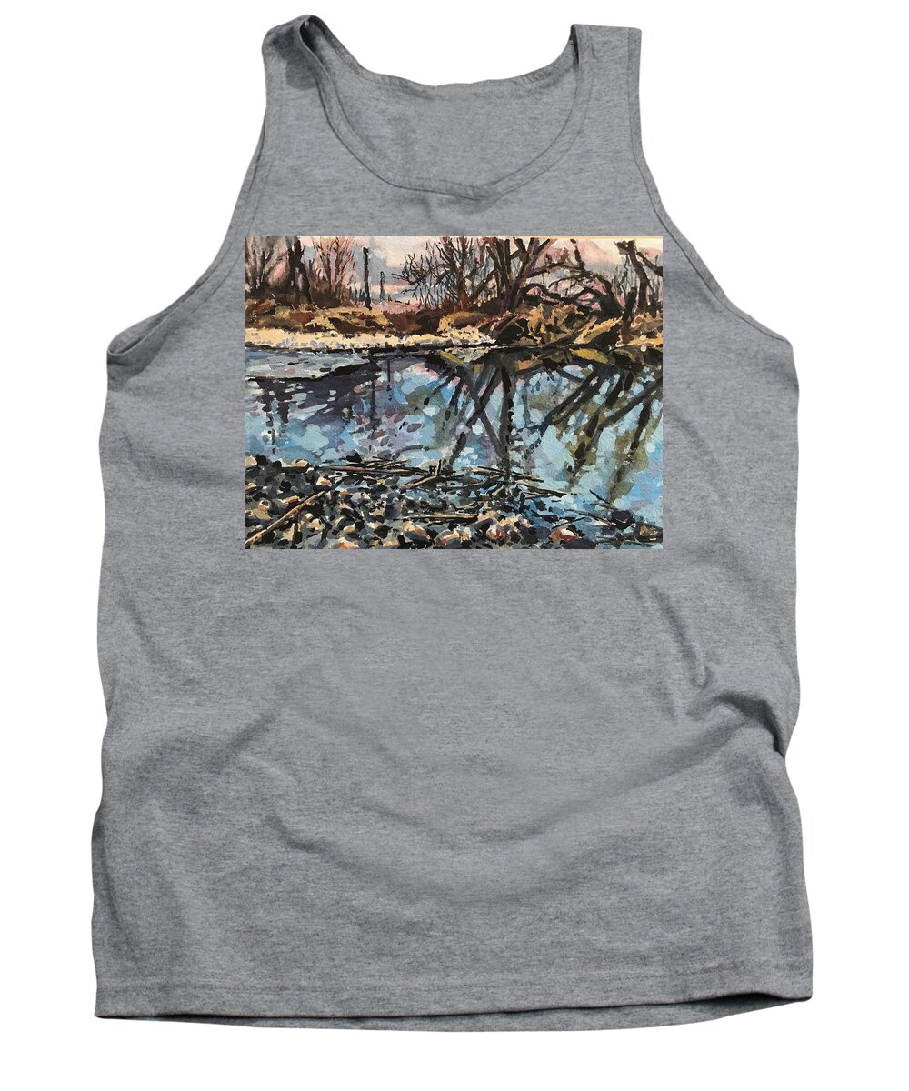Boise River Tank Top featuring the painting Boise River from Greenbelt study by Les Herman