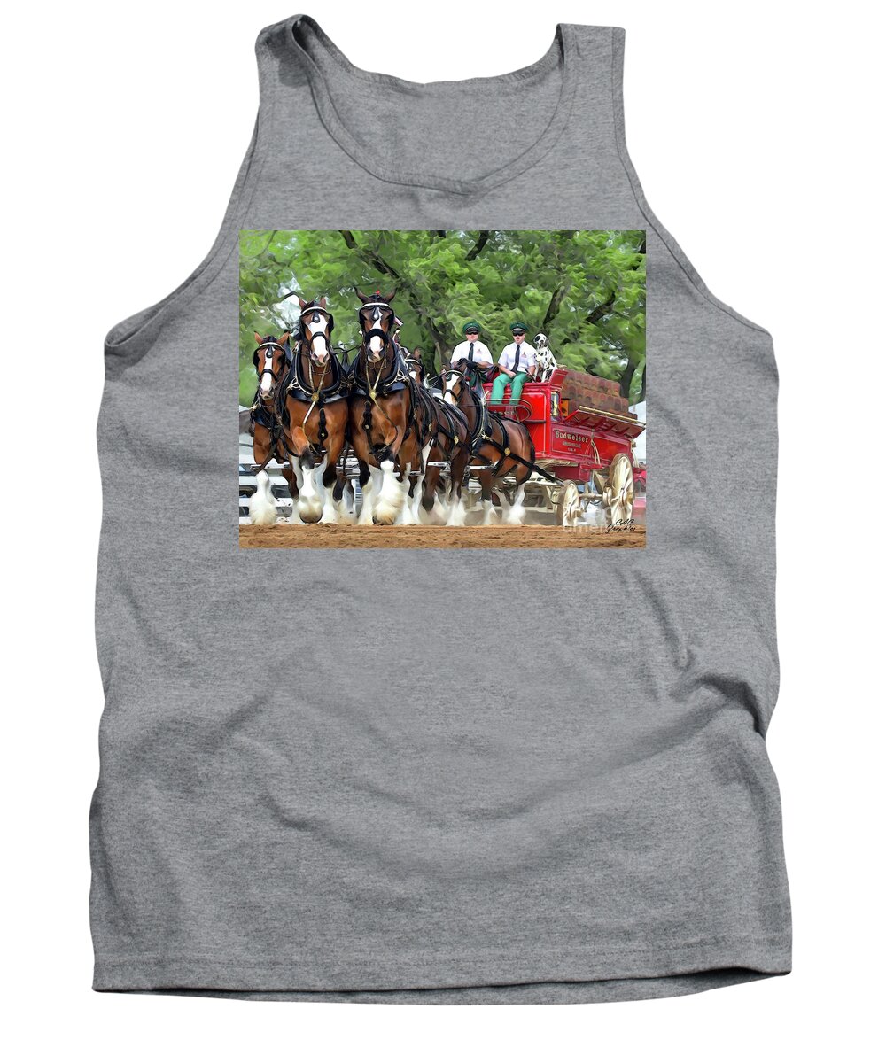 Clydesdales Tank Top featuring the digital art Budweiser Clydesdales Hitch by CAC Graphics