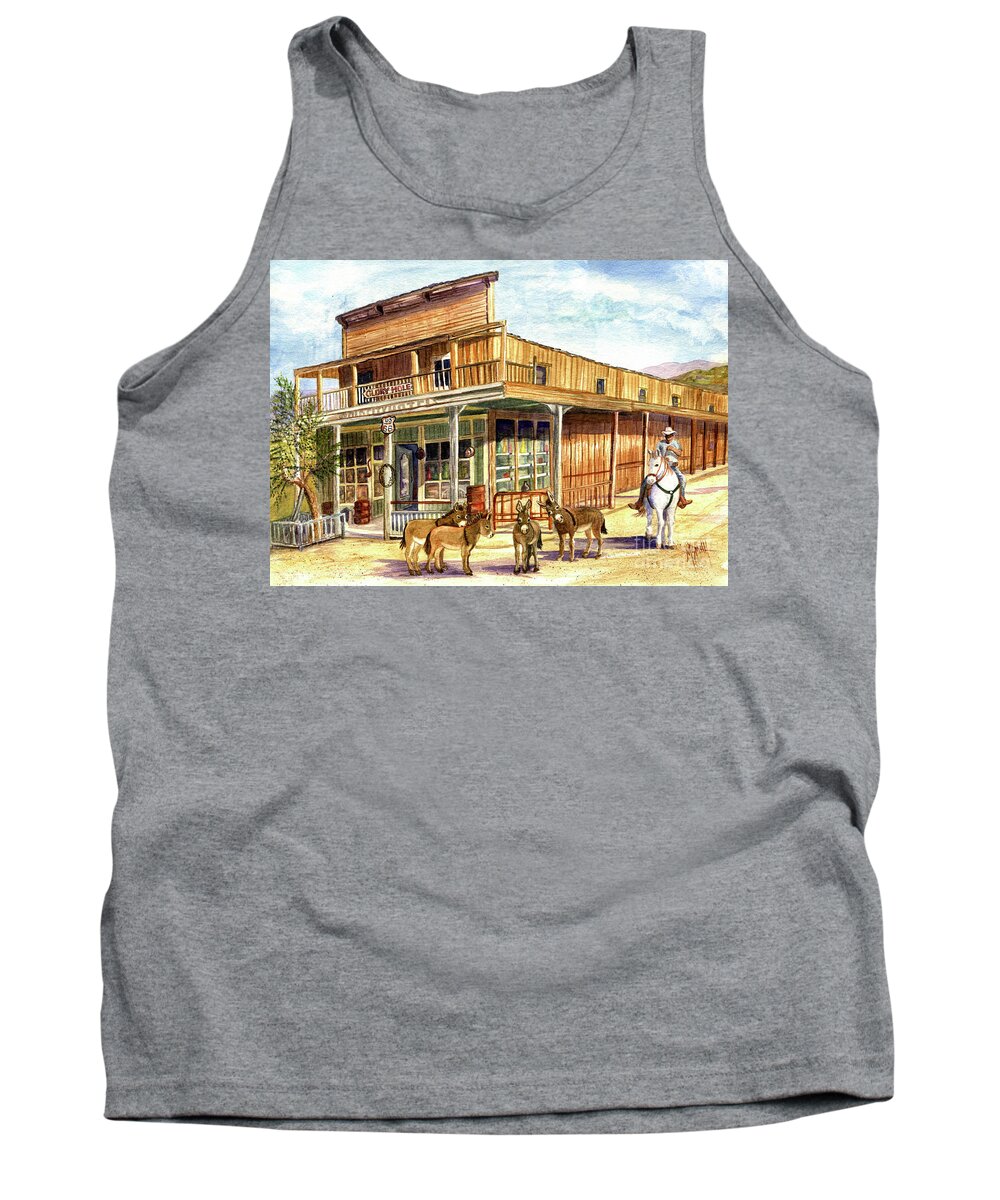 Oatman Tank Top featuring the painting Burros Are Back In Town by Marilyn Smith