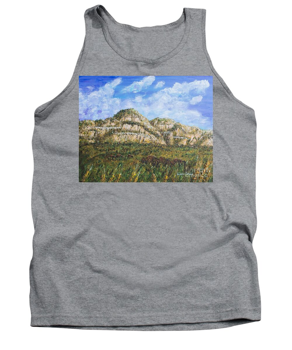 Medora Tank Top featuring the painting Butte-i-ful View by Linda Donlin