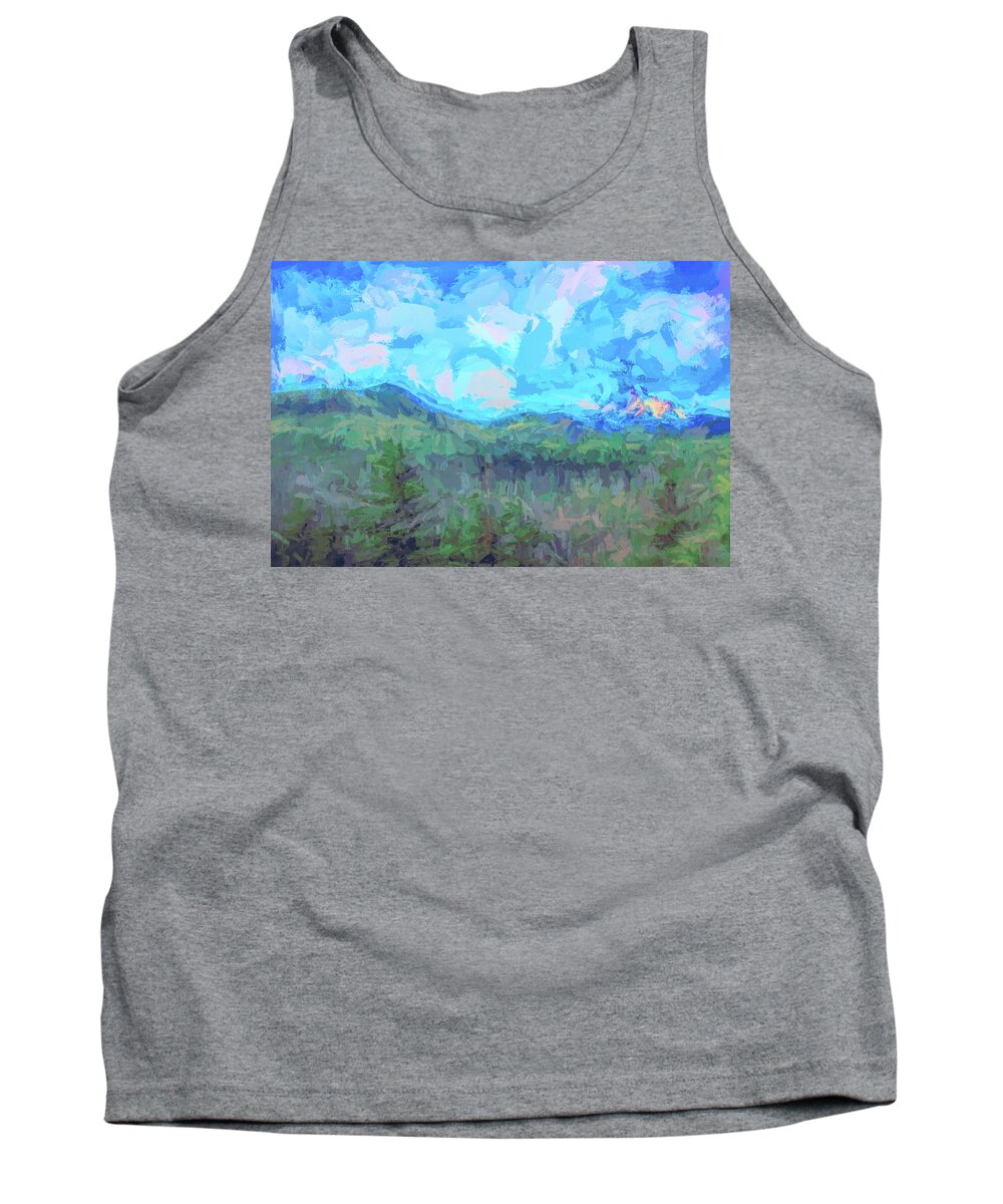 Cascades Mountains Tank Top featuring the digital art Cascades Abstract Landscapes by Cathy Anderson