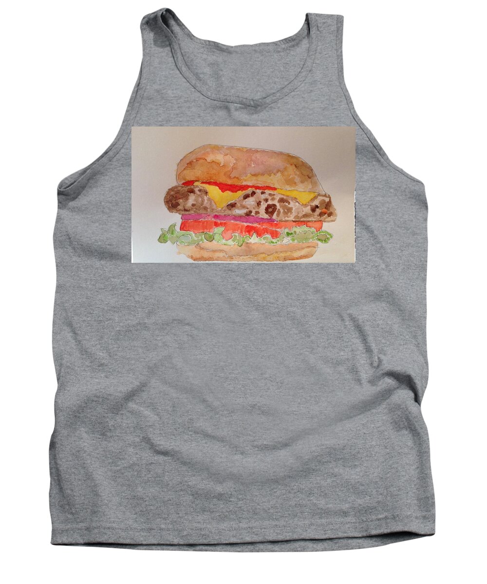 Cheeseburger Tank Top featuring the painting Cheeseburger by Marty Klar