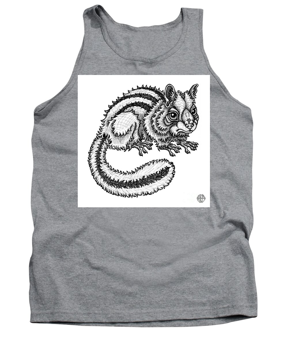 Animal Portrait Tank Top featuring the drawing Chipmunk by Amy E Fraser