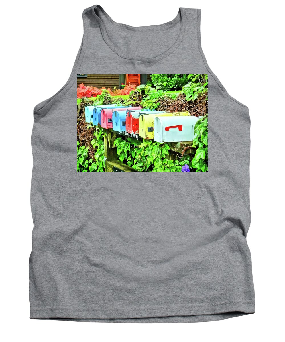 Mailbox Tank Top featuring the photograph Colorful Mailboxes by Don Margulis