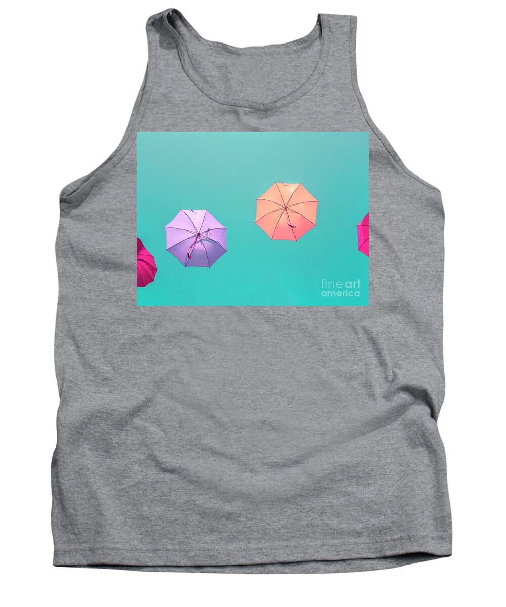 Color Tank Top featuring the photograph Colorful umbrellas by Patricia Hofmeester