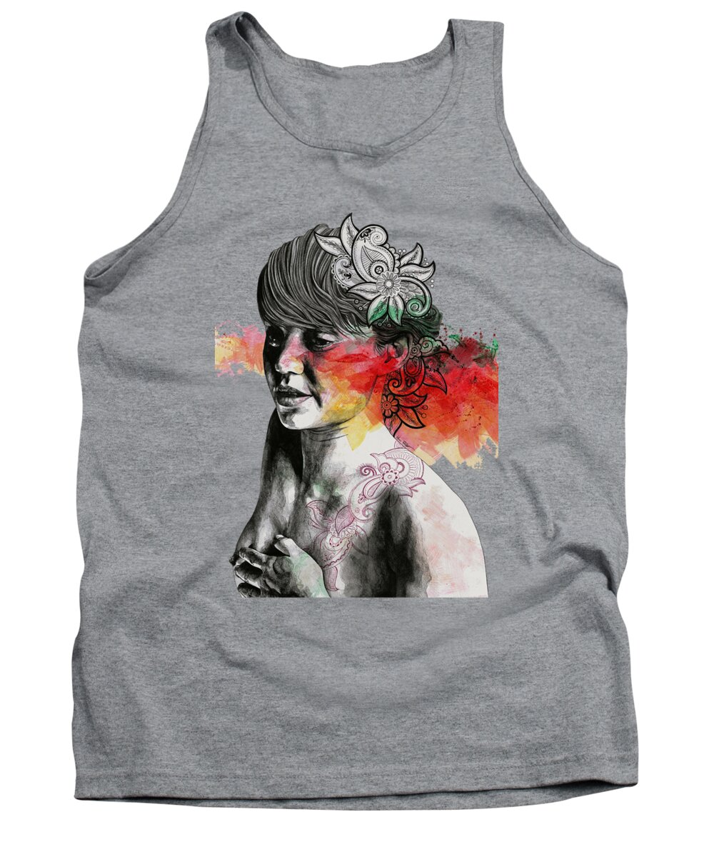 Paisley Tank Top featuring the drawing Convergence Of Random Variables by Marco Paludet