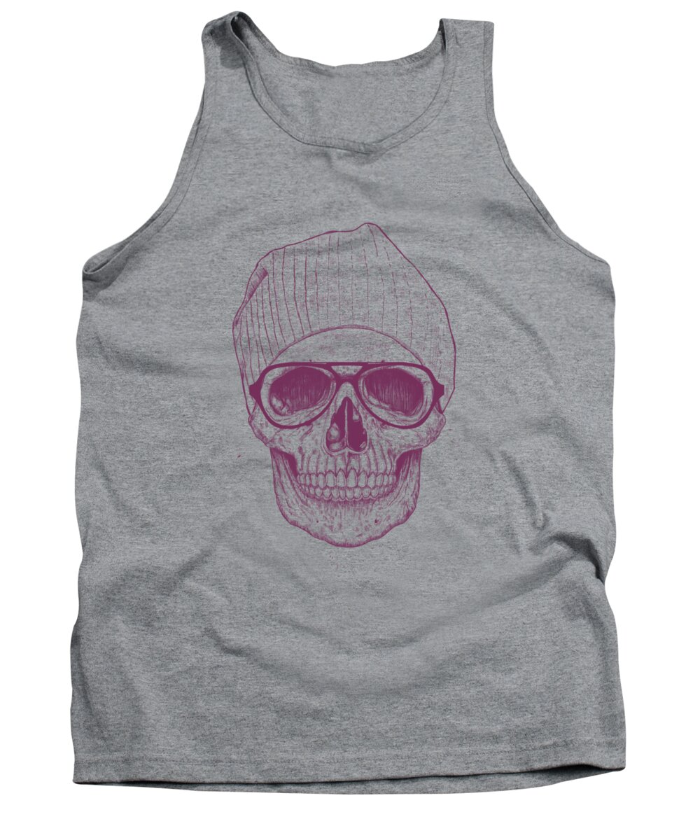 Skull Tank Top featuring the drawing Cool skull by Balazs Solti