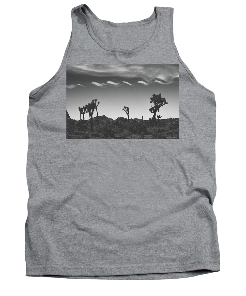 Cloud Tank Top featuring the photograph Cotton Sky on Joshua Trees by Joseph Westrupp