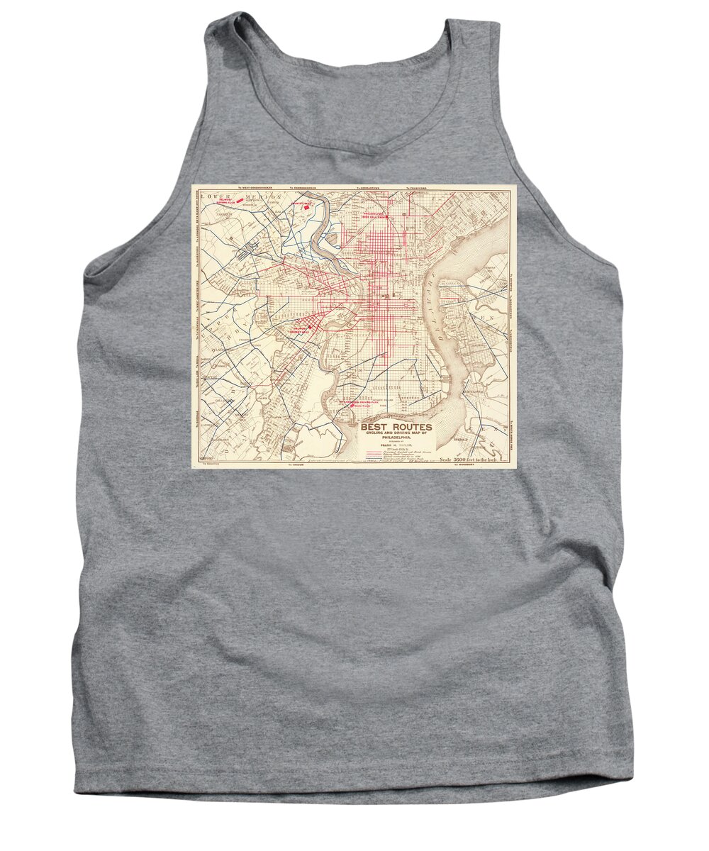 Philadelphia Tank Top featuring the mixed media Cyclers' and drivers' best routes in and around Philadelphia by Frank H Taylor
