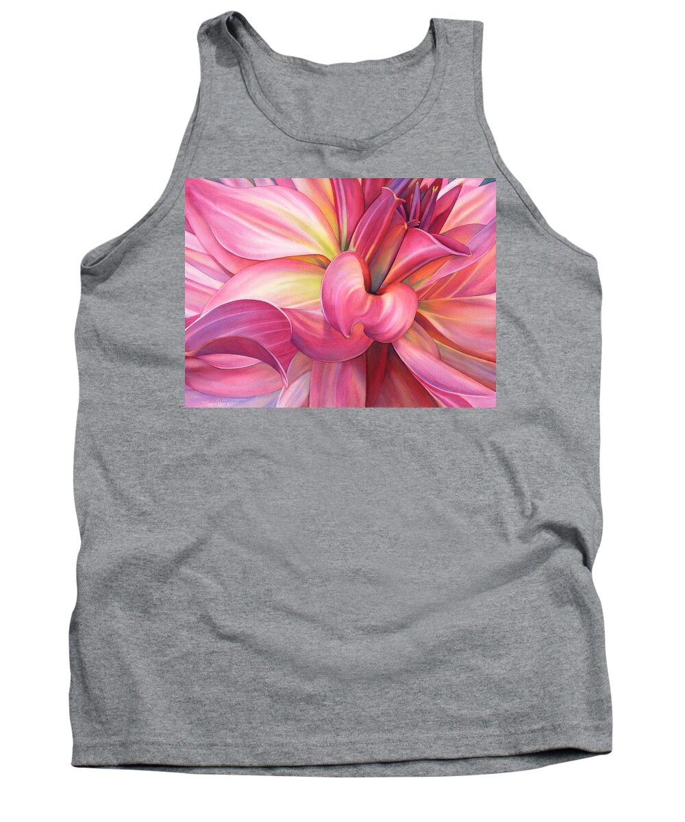 Dahlia Tank Top featuring the painting Dahlia Darling by Sandy Haight