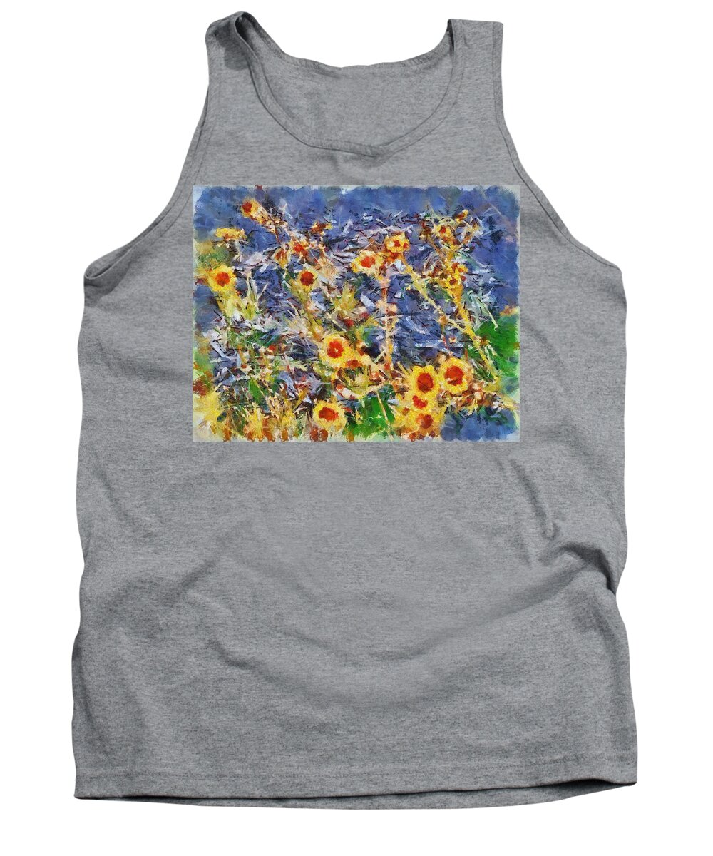 Daisies Tank Top featuring the mixed media Daisies by Christopher Reed