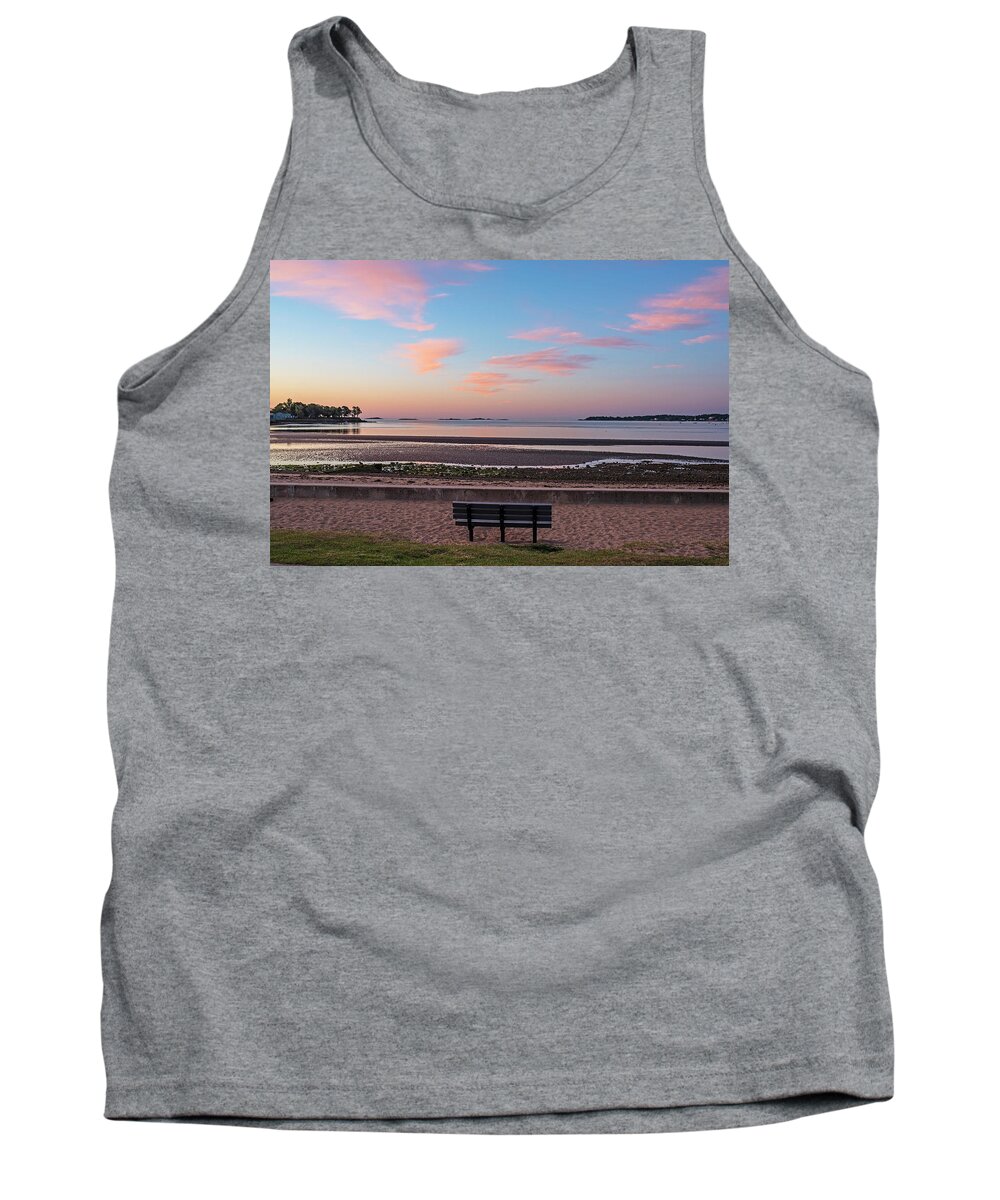 Dane Street Beach in Beverly MA Morning Light Red Clouds Bench Tank Top by  Toby McGuire - Toby McGuire - Artist Website
