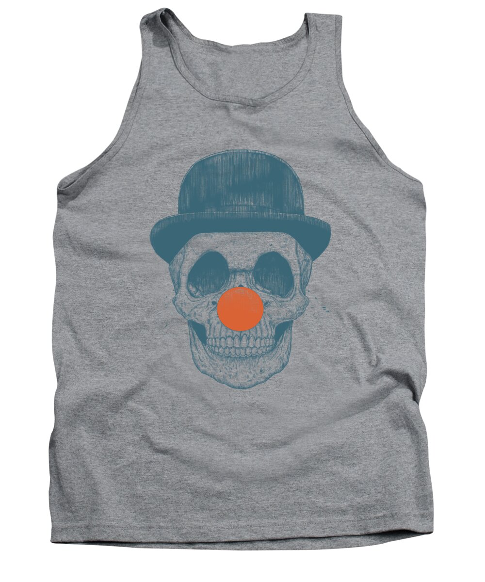 Skull Tank Top featuring the drawing Dead Clown by Balazs Solti