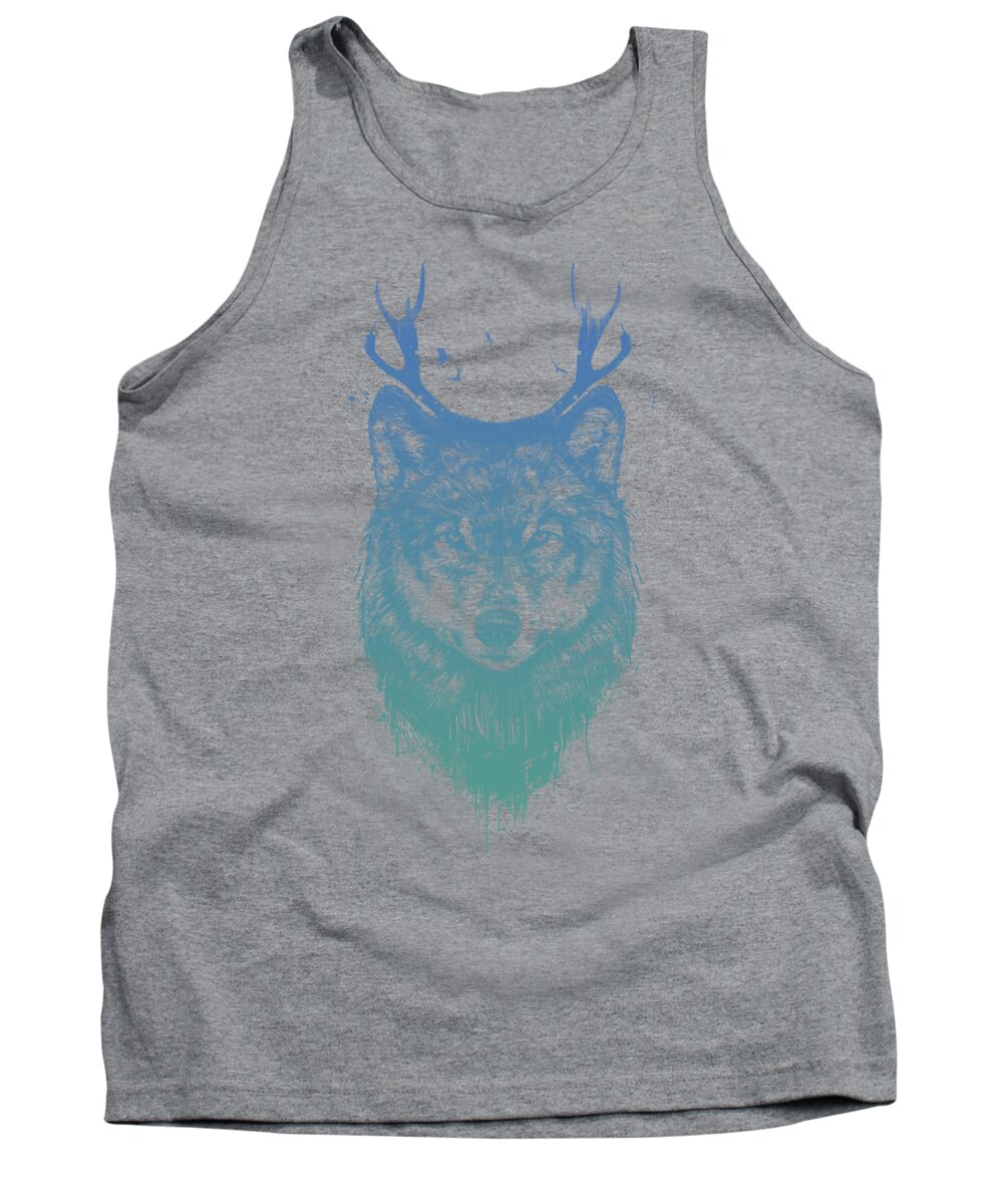 Wolf Tank Top featuring the mixed media Deer wolf by Balazs Solti