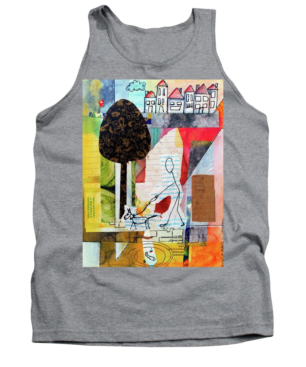 Dog Tank Top featuring the mixed media Doggie Walk by Mimulux Patricia No