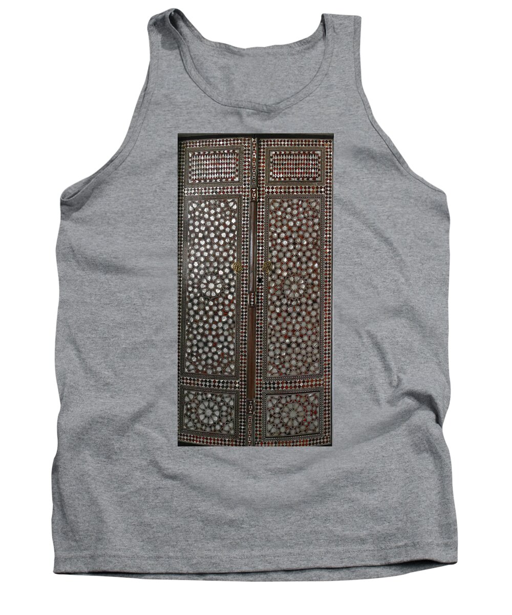 Arabic Tank Top featuring the photograph Doors with mother of pearl in the Harem by Steve Estvanik