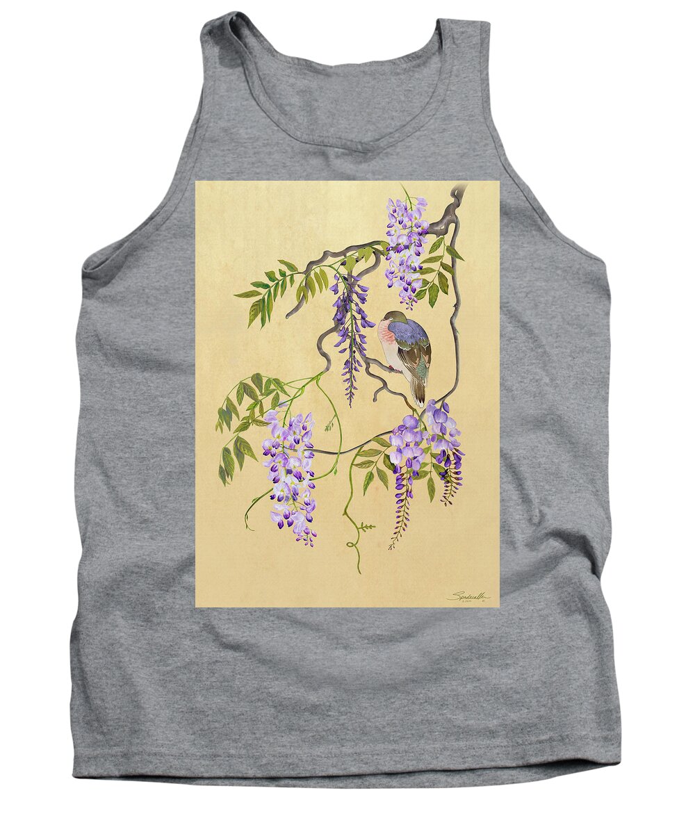 Dove Tank Top featuring the digital art Dove Sleeping in Wisteria Tree by M Spadecaller