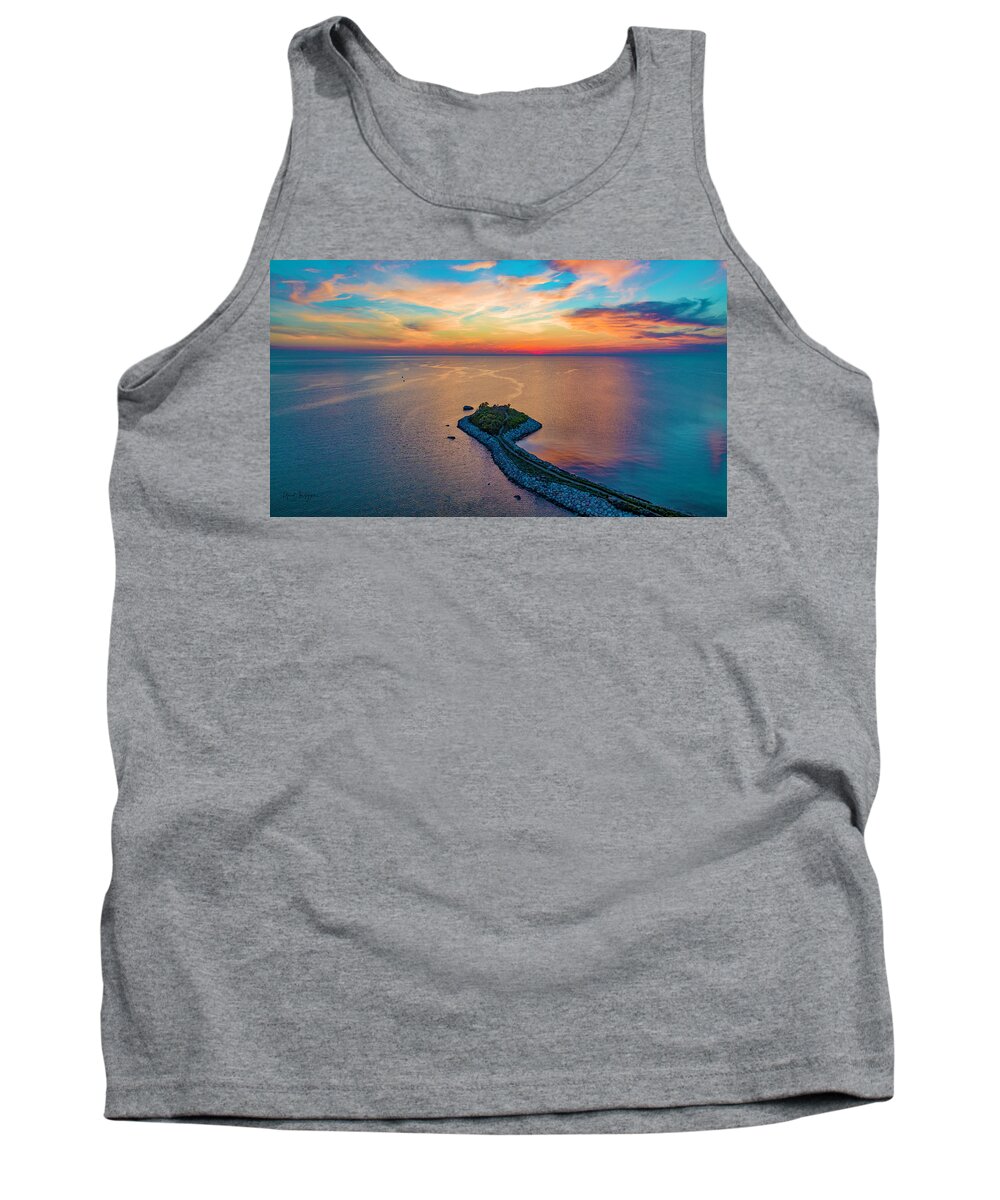 The Knob Tank Top featuring the photograph Dusk at The Knob #1 by Veterans Aerial Media LLC
