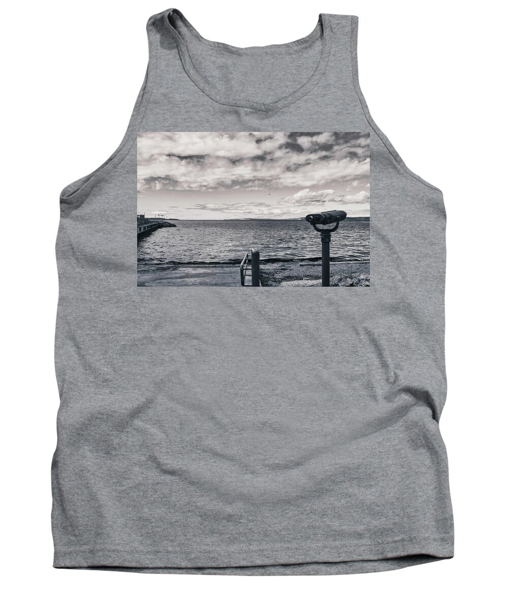 Black And White Tank Top featuring the photograph Edmonds Beach in Black and White by Anamar Pictures