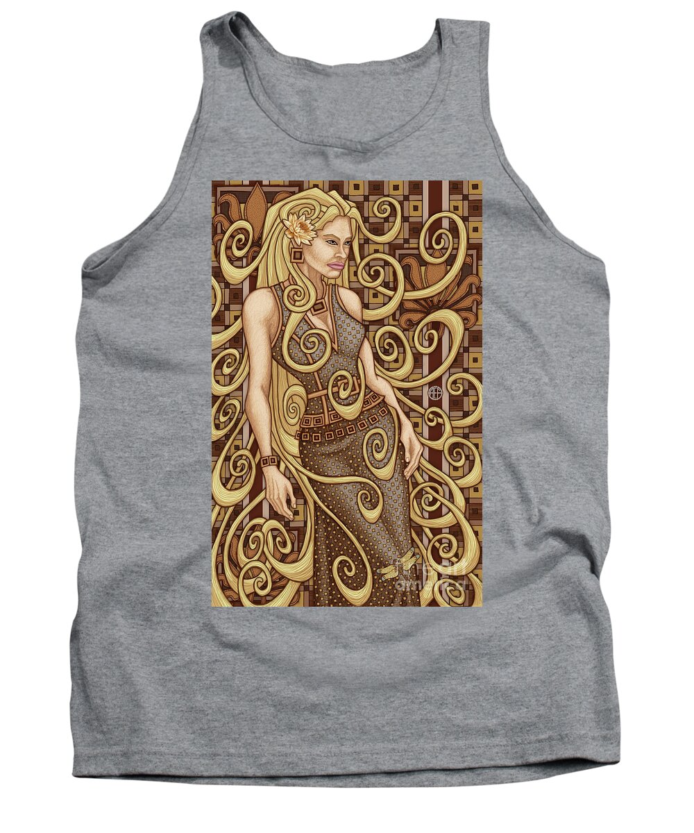 Portrait Tank Top featuring the mixed media Exalted Beauty Tatiana 2019 by Amy E Fraser