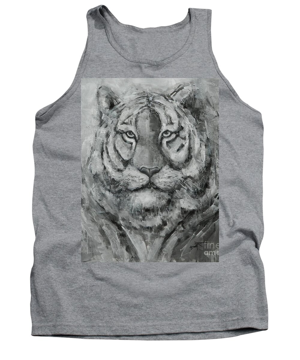 Tiger Tank Top featuring the painting Eye of the Tiger by Dan Campbell