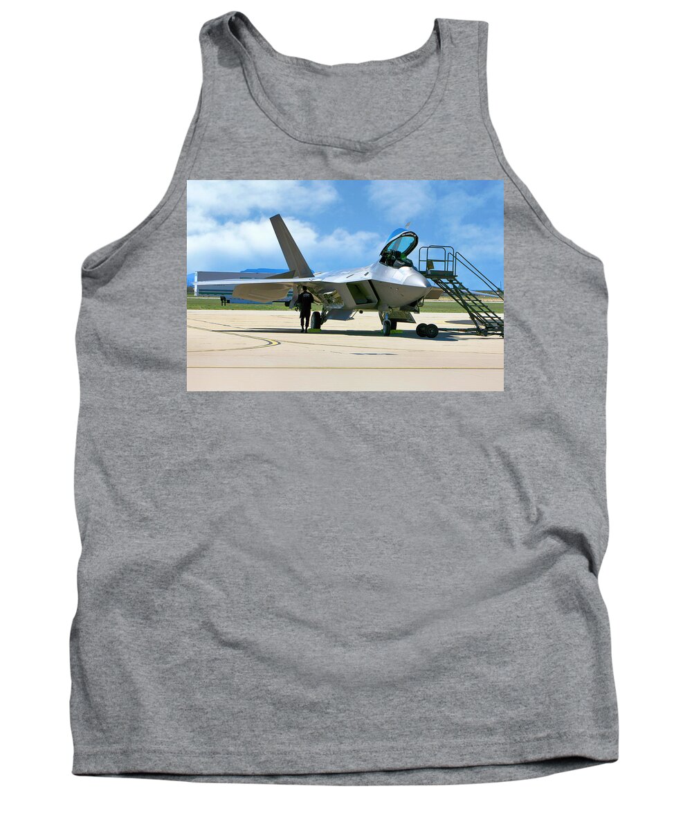 F-22 Tank Top featuring the photograph F22 Rapter by Chris Smith