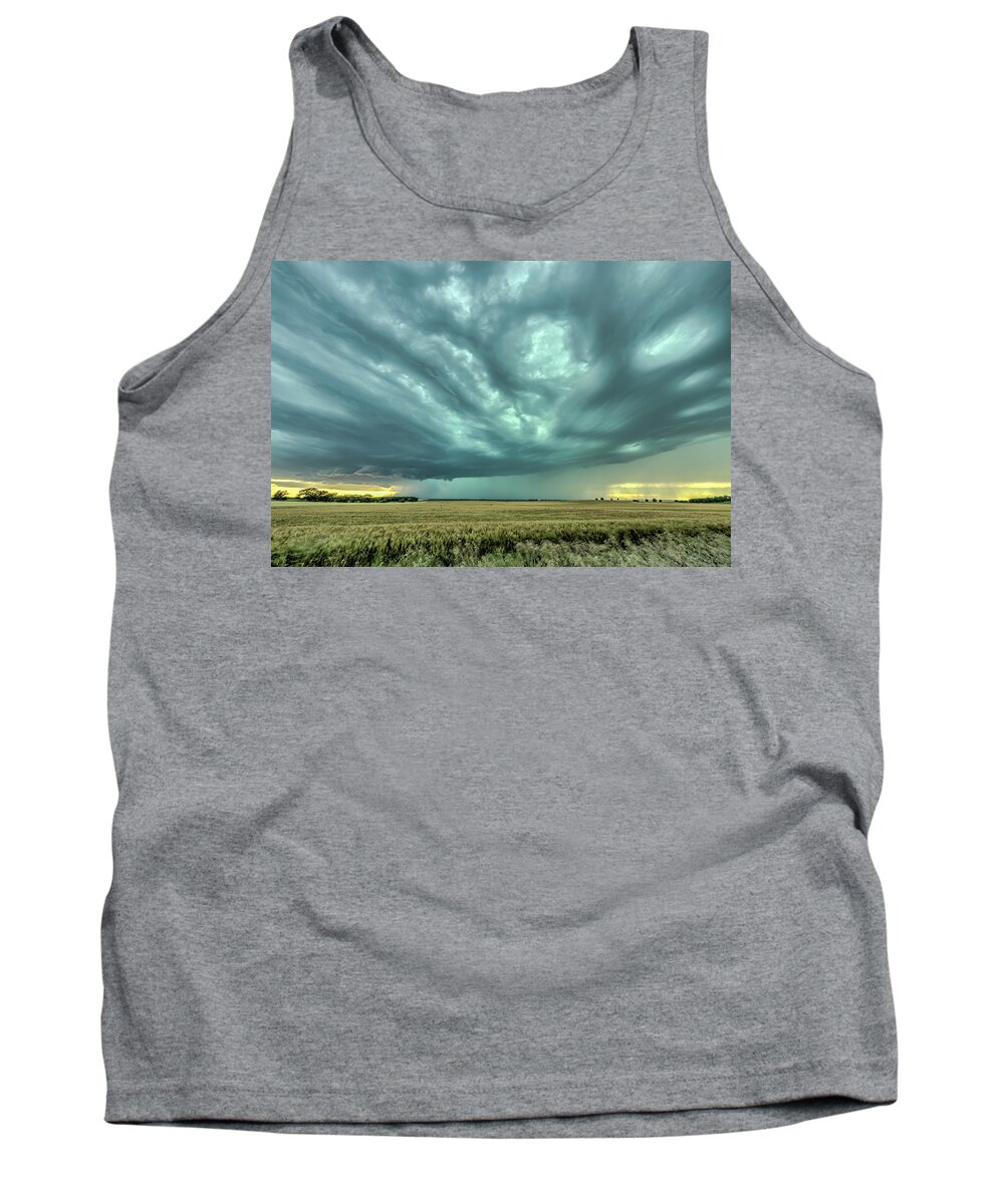 Tourism Tank Top featuring the photograph Field of Gold Under a Blanket of Blue by Laura Hedien