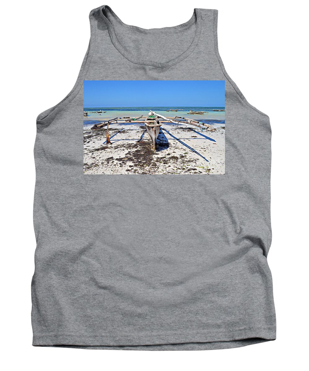Indian Ocean Tank Top featuring the photograph Fisher Boat / Zanzibar by Thomas Schroeder