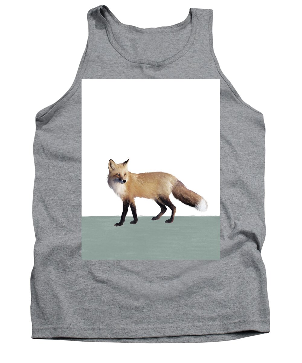 Fox Tank Top featuring the mixed media Fox on Sage by Amy Hamilton