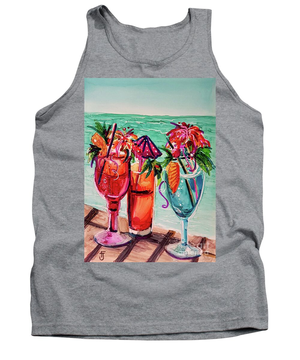 Alcohol Ink Tank Top featuring the mixed media Gal's Afternoon Out by Francine Dufour Jones