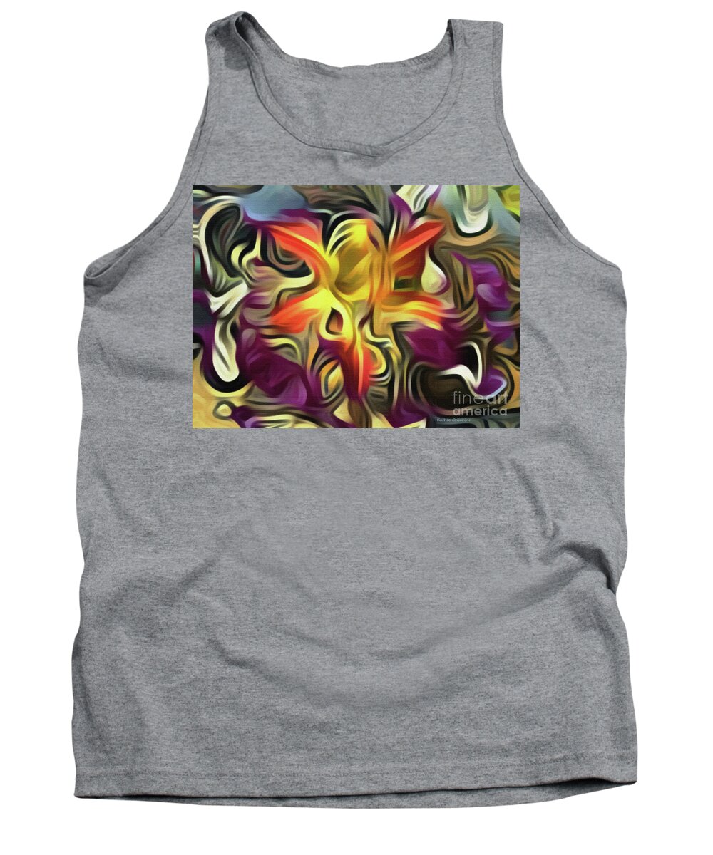 Abstract Art Tank Top featuring the digital art Golden Center by Kathie Chicoine
