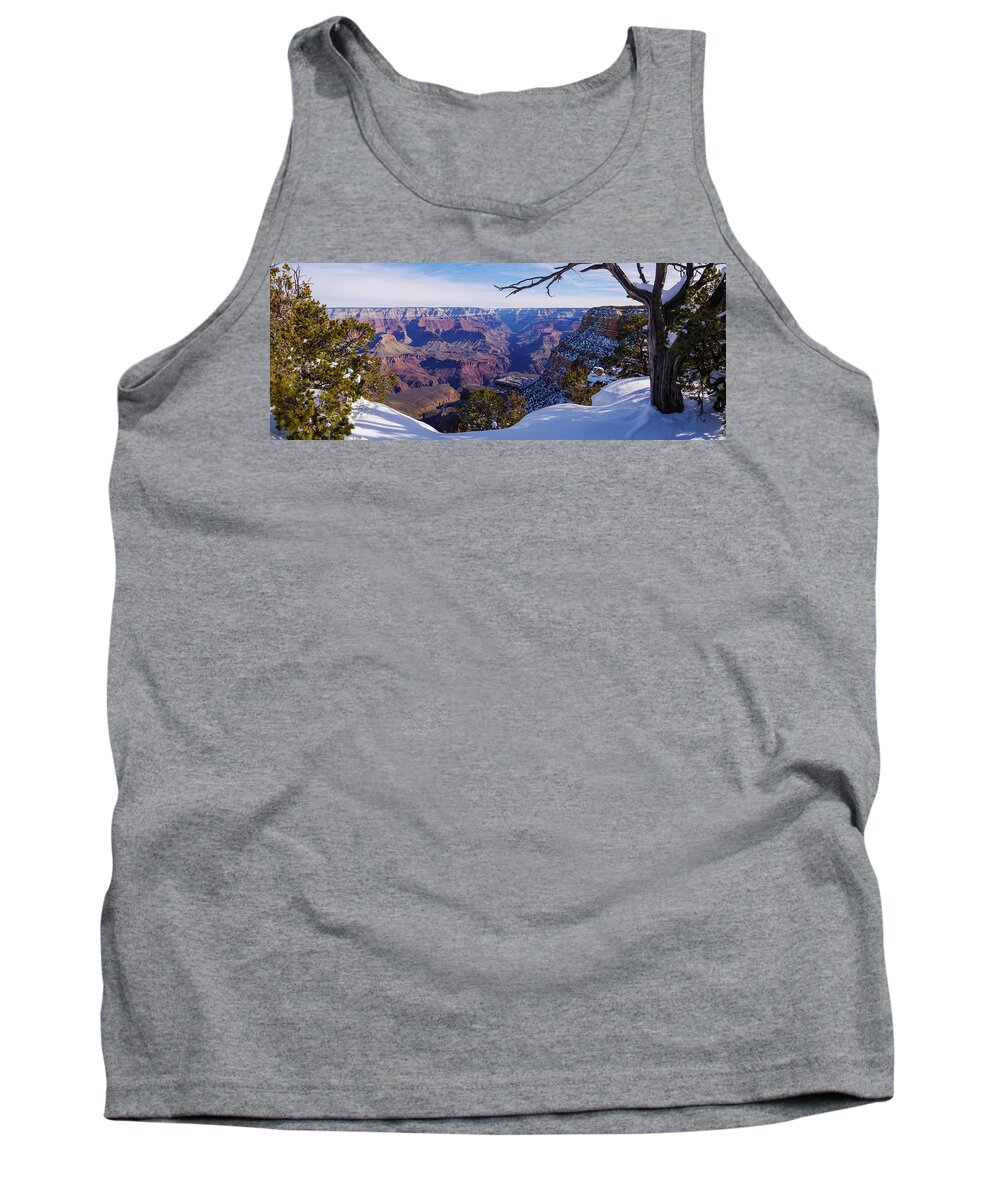 American Southwest Tank Top featuring the photograph Grand Canyon and Snow Panorama 2 by Todd Bannor