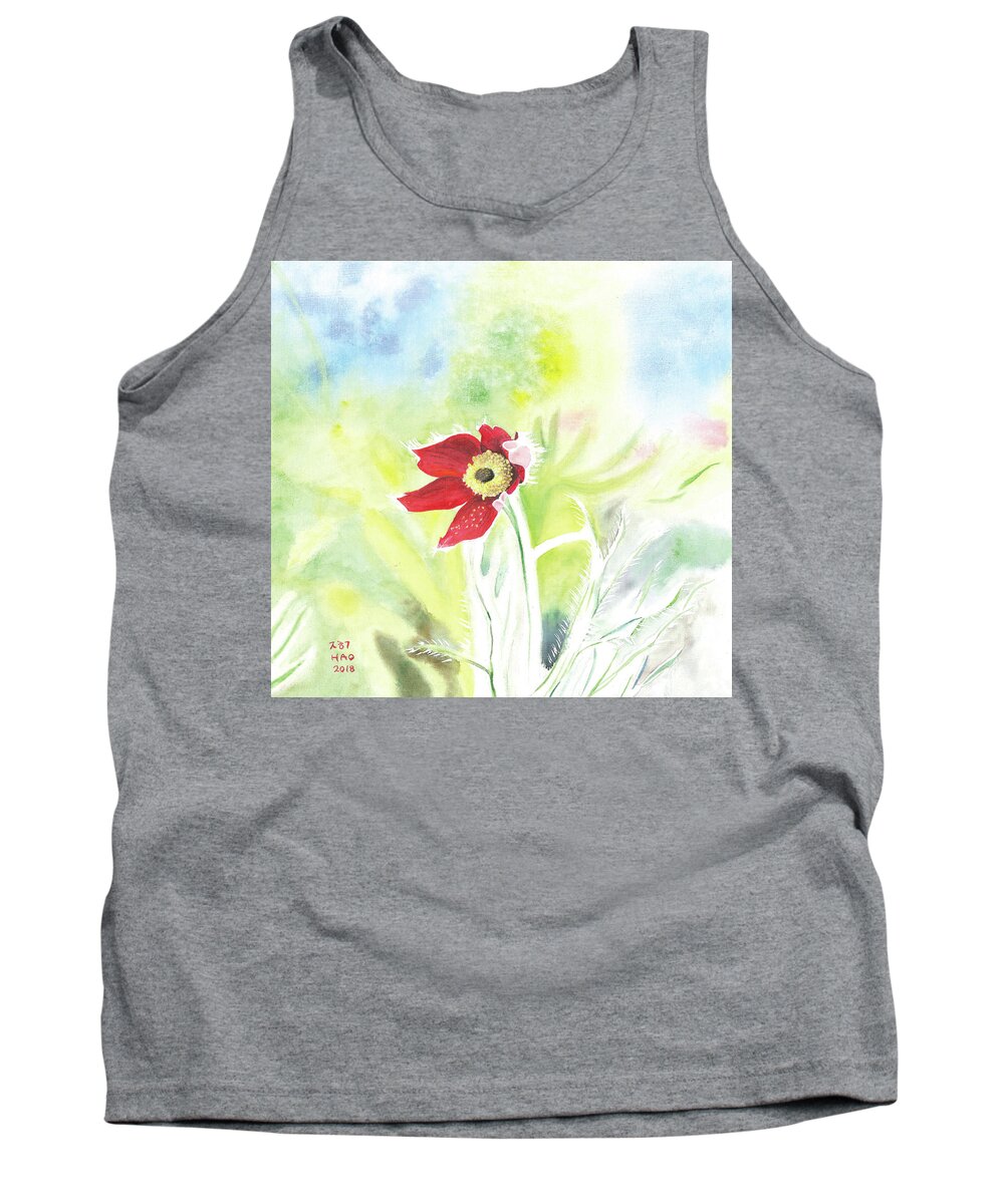 Granny Flower Tank Top featuring the painting Granny Flower 3 by Helian Cornwell