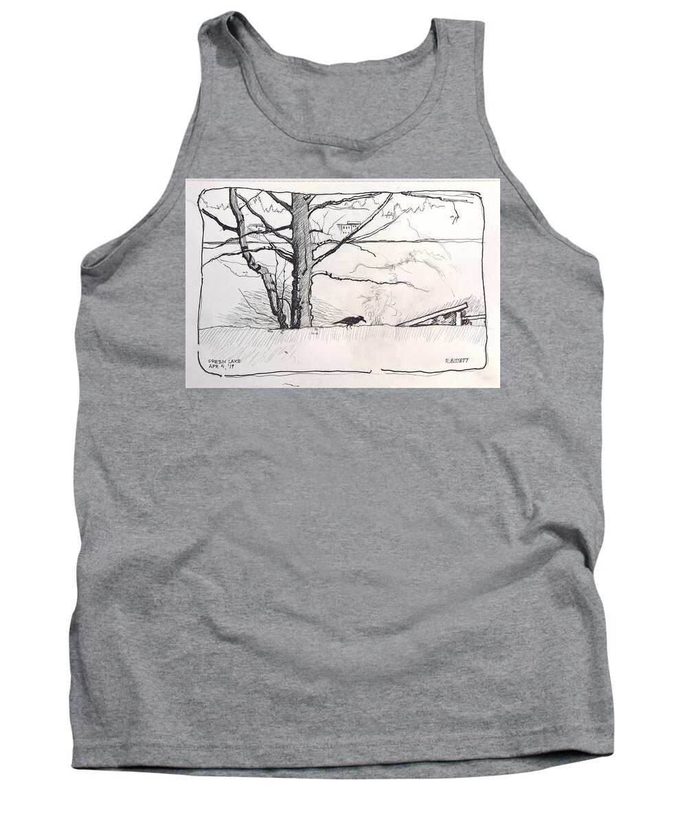 Seattle Tank Top featuring the drawing Green Lake by Robert Bissett
