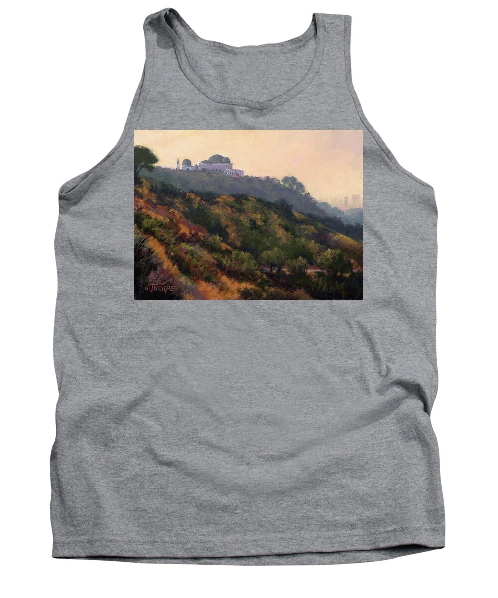 Griffith Park Tank Top featuring the painting Griffith Park Observatory- Late Morning by Jane Thorpe